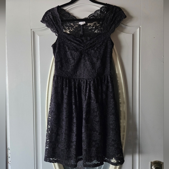 Garage Black Lace Skater Y2k Goth Mini Dress ~ Small - Picture 5 of 5
